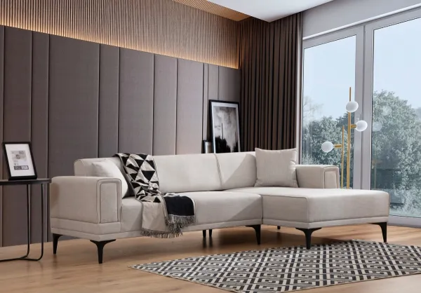 Hanah Home Rohová sedací souprava Horizon 250 cm ecru pravá