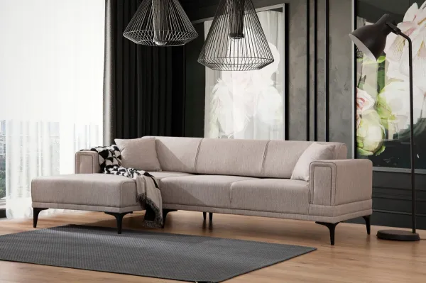 Hanah Home Rohová sedací souprava Horizon 250 cm světle hnědá levá
