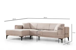 Hanah Home Rohová sedací souprava Horizon 250 cm světle hnědá levá
