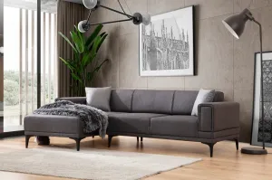 Hanah Home Rohová sedací souprava Horizon 250 cm tmavě šedá levá