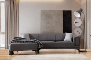 Hanah Home Rohová sedací souprava Horizon 250 cm tmavě šedá levá