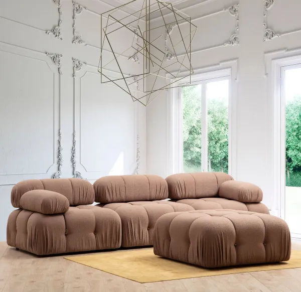 Taburetka Bubble Pouffe - Brown Bouclette