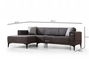 Hanah Home Rohová sedací souprava Horizon 250 cm tmavě šedá levá