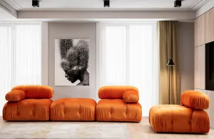 Hanah Home Modul pohovky Bubble samet oranžový levý