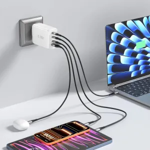 Tech-Protect NC240W-GAN 4-portová nabíjačka, PD 240W / QC3.0, biela