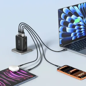 Tech-Protect NC200W-GAN 4-portová nabíjačka, PD 200W / QC3.0, čierna