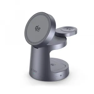 Tech-Protect QI2.2-25W-A48 3v1 bezdrôtová MagSafe nabíjačka, tmavošedá