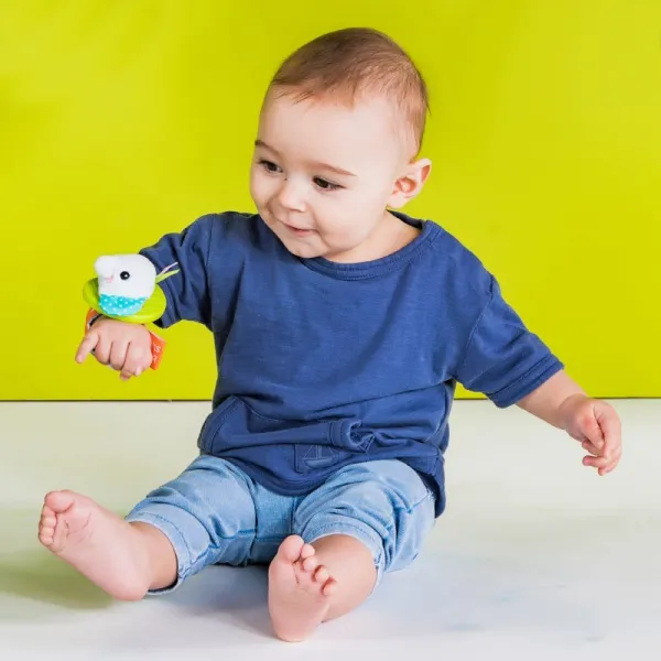 Bright Starts Wrist Pals Toy hrkálka na ruku s hryzadielkom Monkey & Elephant 0 m+ 2 ks