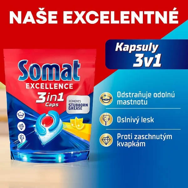 Somat Excellence 3in1 Lemon Fresh kapsuly do umývačky riadu 88 ks 1592,8 g