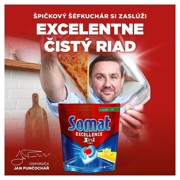 Somat Excellence 3in1 Lemon Fresh kapsuly do umývačky riadu 88 ks 1592,8 g