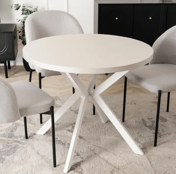 JAKS Okrúhly rozkladací stôl biely  90 - 190 cm kašmír Lugo