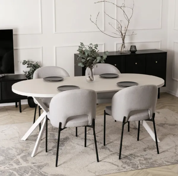 JAKS Okrúhly rozkladací stôl biely  90 - 190 cm kašmír Lugo