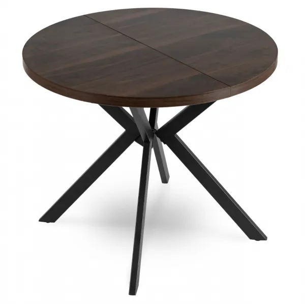 JAKS Okrúhly rozkladací stôl čierny 90 - 190 cm orech Lugo