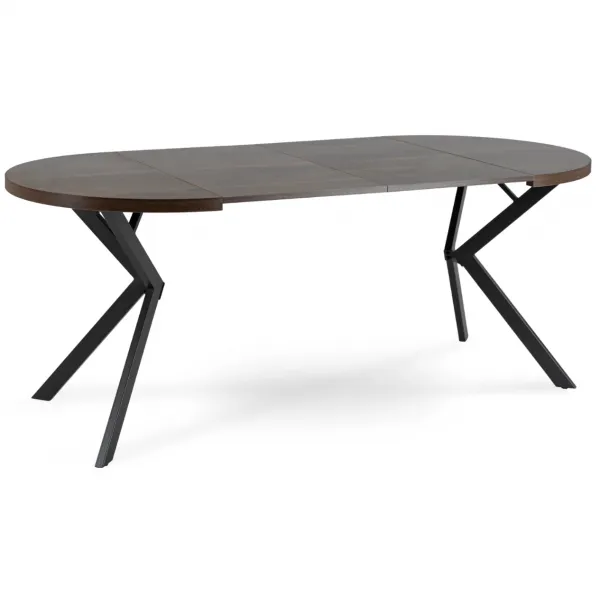 JAKS Okrúhly rozkladací stôl čierny 90 - 190 cm orech Lugo