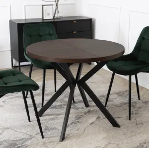 JAKS Okrúhly rozkladací stôl čierny 90 - 190 cm orech Lugo