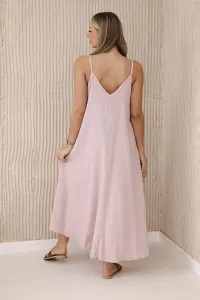 Legínovo Mušelínové šaty na ramienka ružové Farba: Khaki, Veľkosť: UNI