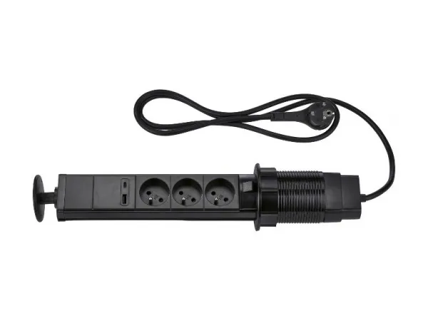 Tronic® Zásuvková lišta (stolná zásuvková lišta, čierna)