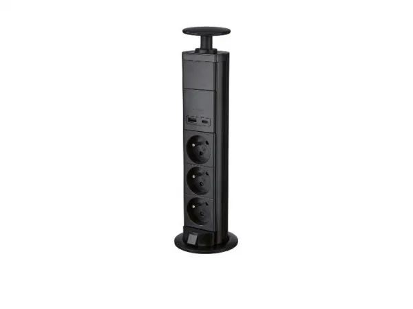 Tronic® Zásuvková lišta (stolná zásuvková lišta, čierna)