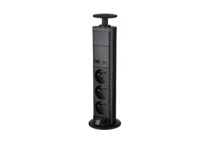 Tronic® Zásuvková lišta (stolná zásuvková lišta, čierna)