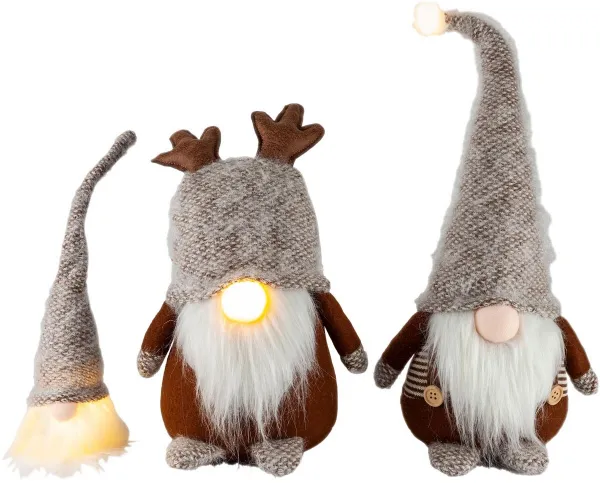 LED dekorácia Trio škriatkov, sada 3 ks