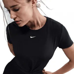 Dámske tréningové tričko s krátkym rukávom NIKE W NK ONE CLSC DF TWST SS TP WT BLACK WHITE