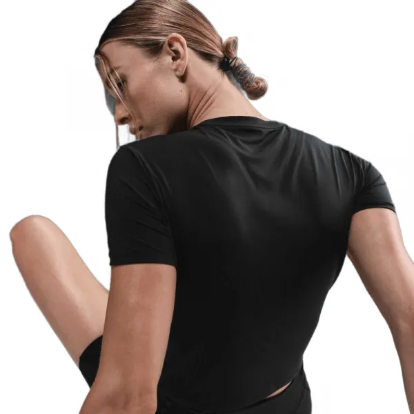 Dámske tréningové tričko s krátkym rukávom NIKE W NK ONE CLSC DF TWST SS TP WT BLACK WHITE