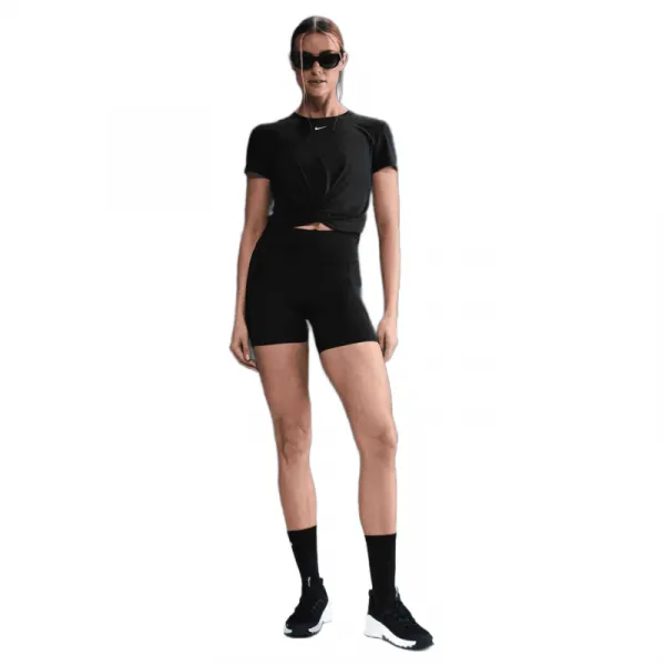 Dámske tréningové tričko s krátkym rukávom NIKE W NK ONE CLSC DF TWST SS TP WT BLACK WHITE