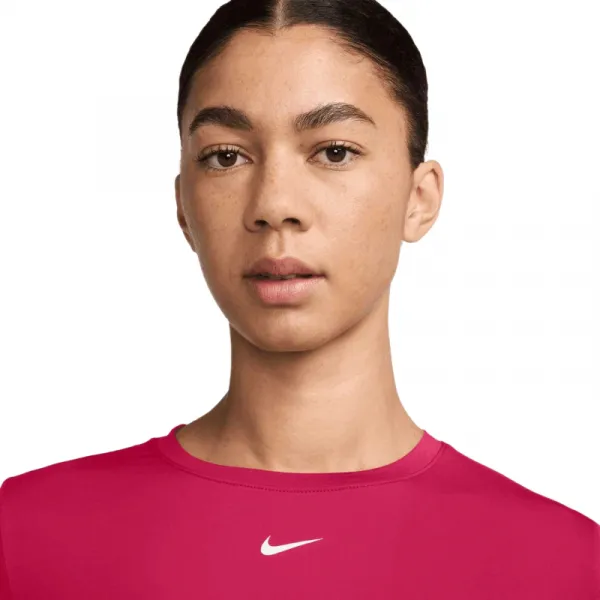 Dámske tréningové tričko s krátkym rukávom NIKE W NK ONE CLSC DF TWST SS TP WT RUSH PINK WHITE