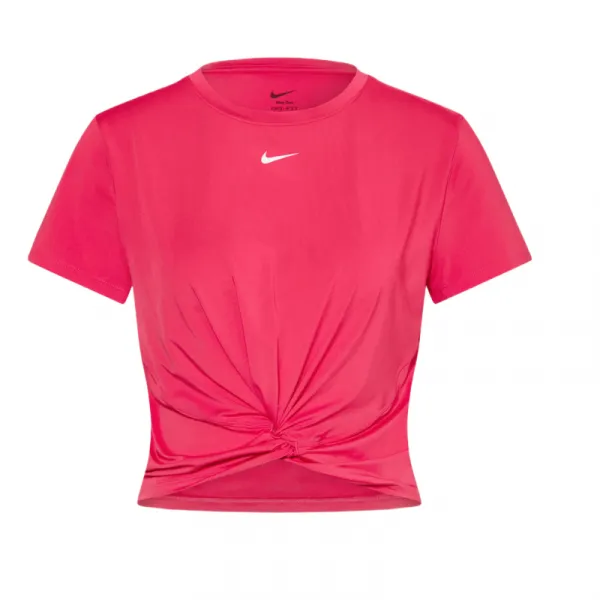 Dámske tréningové tričko s krátkym rukávom NIKE W NK ONE CLSC DF TWST SS TP WT RUSH PINK WHITE