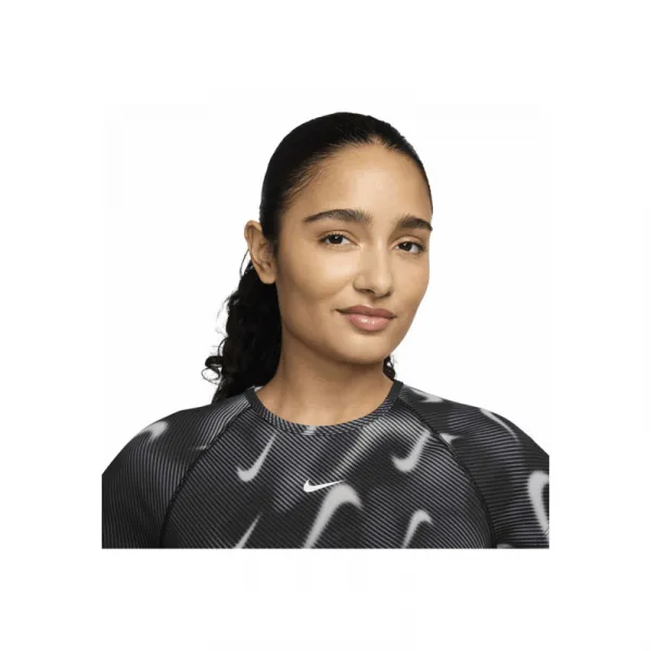 Dámske tréningové tričko s krátkym rukávom NIKE PRO W NP DF SS TOP TT AOP BLACK WHITE