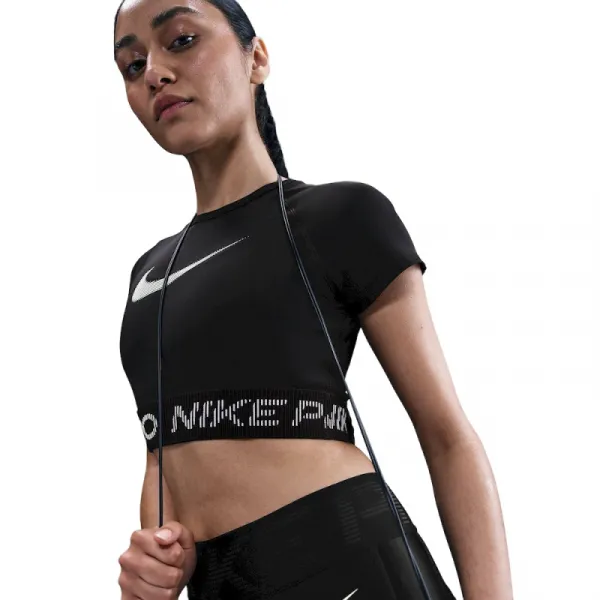 Dámske tréningové tričko s krátkym rukávom NIKE PRO W NP DF SS TOP TT GRX BLACK WHITE WHITE