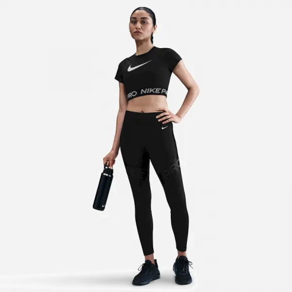 Dámske tréningové tričko s krátkym rukávom NIKE PRO W NP DF SS TOP TT GRX BLACK WHITE WHITE
