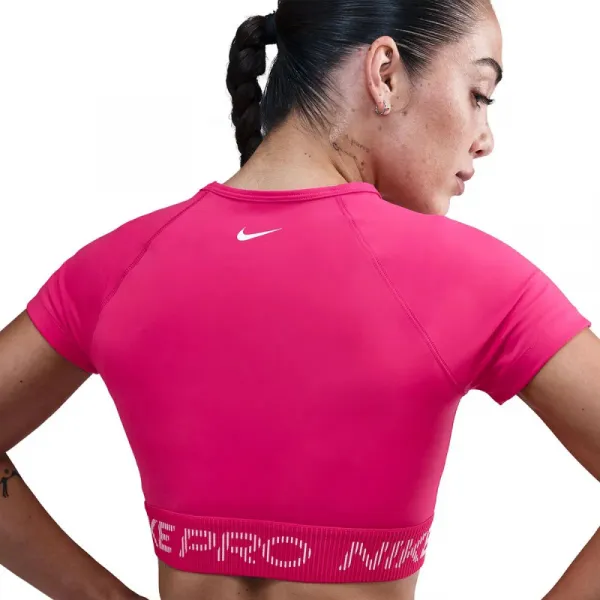 Dámske tréningové tričko s krátkym rukávom NIKE PRO W NP DF SS TOP TT GRX RUSH PINK PINK FOAM WHITE