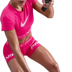Dámske tréningové tričko s krátkym rukávom NIKE PRO W NP DF SS TOP TT GRX RUSH PINK PINK FOAM WHITE