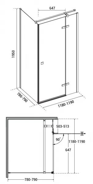 BESCO - Obdĺžnikový sprchovací kút PIXA - Rozmer A - 120, Rozmer B - 80, Smer zatváranie - Pravé (DX) BCPIXA1280OBDP