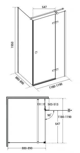 BESCO - Obdĺžnikový sprchovací kút PIXA - Rozmer A - 120, Rozmer B - 90, Smer zatváranie - Pravé (DX) BCPIXA1290OBDP