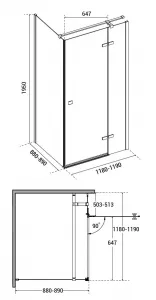 BESCO - Obdĺžnikový sprchovací kút PIXA - Rozmer A - 120, Rozmer B - 90, Smer zatváranie - Pravé (DX) BCPIXA1290OBDP