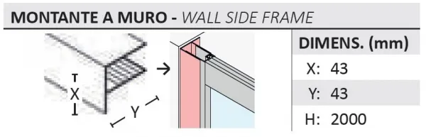 FORTE - Pevná stena DECO F1C - FARBA rámu - Hliník ossidato, Rozmer A - 80, Výplň - Číre bezpečnostné sklo - 6 mm BDE902FC348103