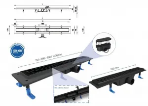 HOPA - Odtokový žľab STANDARDline BLACK - Rozmer A - 100 cm, Variant roštu - Klasszik OLPZLABST99BK