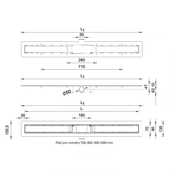HOPA - Odtokový žľab STANDARDline BLACK - Rozmer A - 100 cm, Variant roštu - Klasszik OLPZLABST99BK