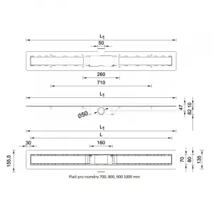 HOPA - Odtokový žľab STANDARDline BLACK - Rozmer A - 100 cm, Variant roštu - Klasszik OLPZLABST99BK