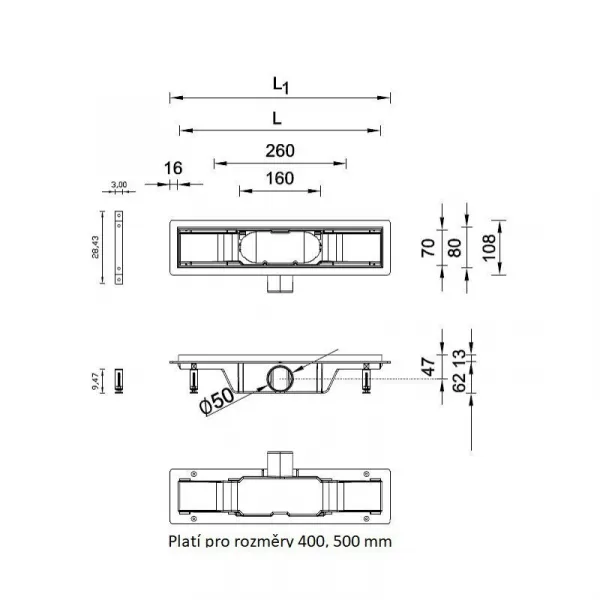 HOPA - Odtokový žľab STANDARDline BLACK - Rozmer A - 100 cm, Variant roštu - Klasszik OLPZLABST99BK
