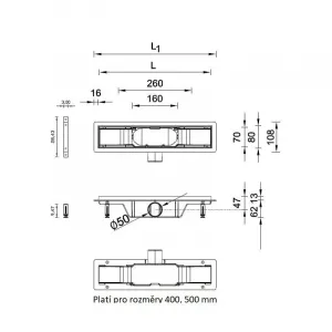 HOPA - Odtokový žľab STANDARDline BLACK - Rozmer A - 100 cm, Variant roštu - Klasszik OLPZLABST99BK
