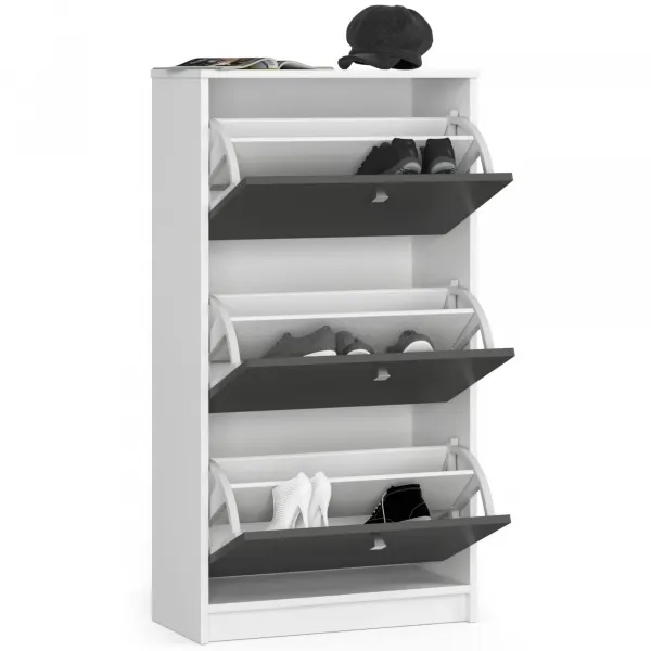 Ak furniture Výklopný stojan na topánky Luso III 60 cm biely/grafitový