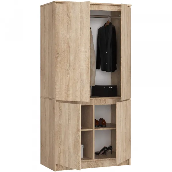 Ak furniture Šatníková skriňa CLP S90/4D dub sonoma