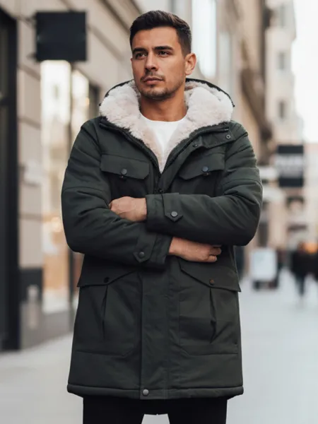 Zimná parka s kapucňou, zelená