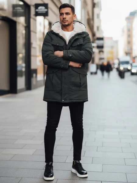 Zimná parka s kapucňou, zelená