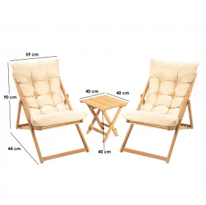 Kalune Design Sada zahradního nábytku Myne se stolem a dvěma židlemi z masivu hnědá/krémová