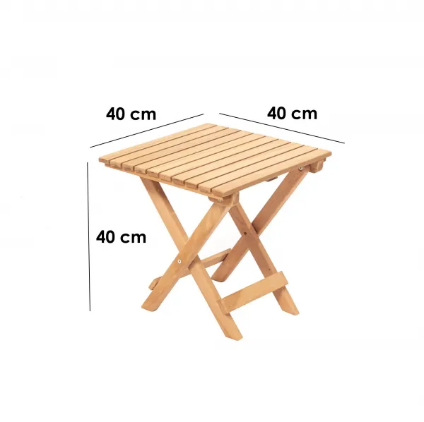 Kalune Design Skládací zahradní odkládací stolek Leslie 40 cm z masivu hnědý