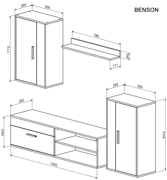HALMAR Sada obývacího nábytku Benson dub artisan/černá